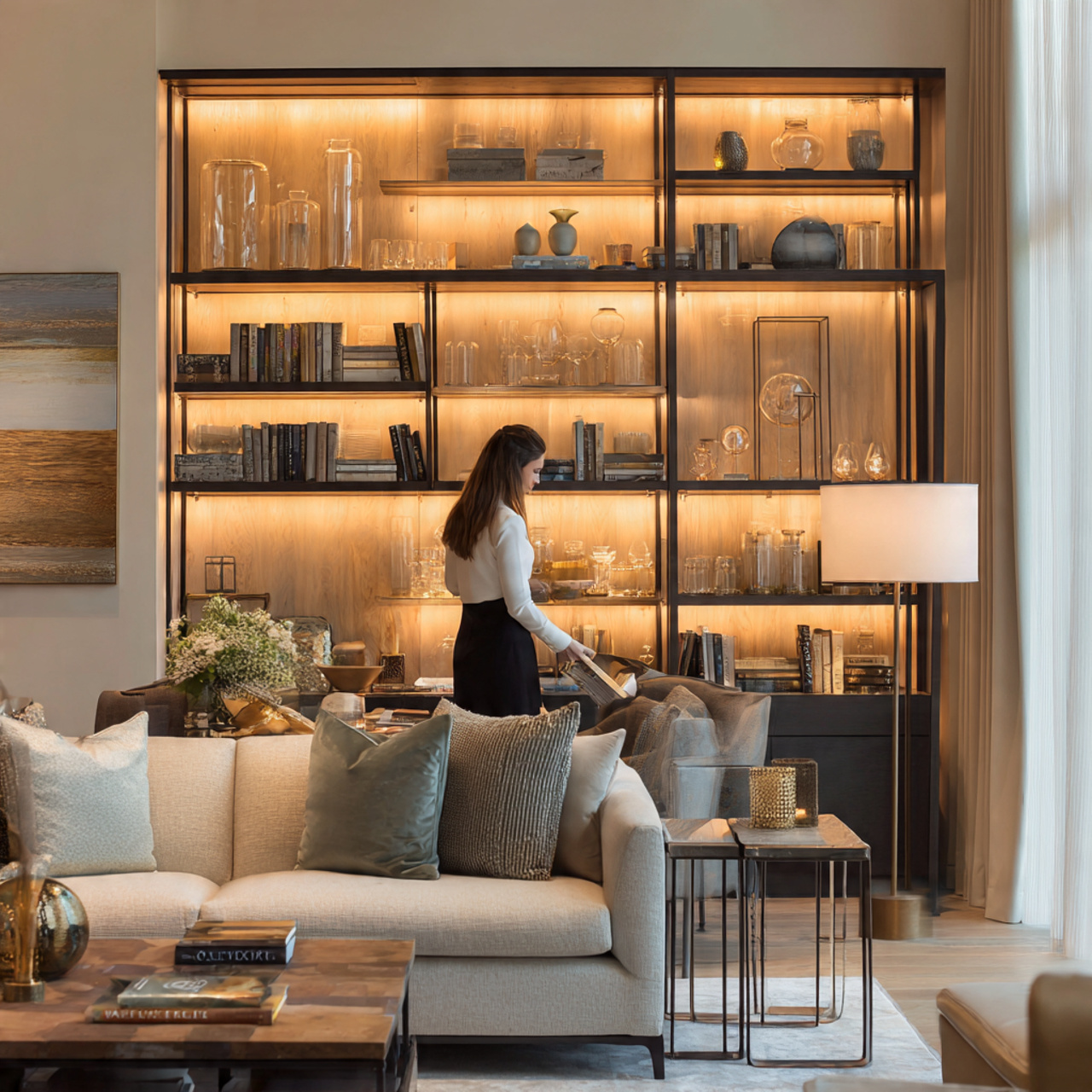 25 Living Room Lighting Ideas to Brighten and Transform Your Home 18 a contemporary living room with bookshelves and