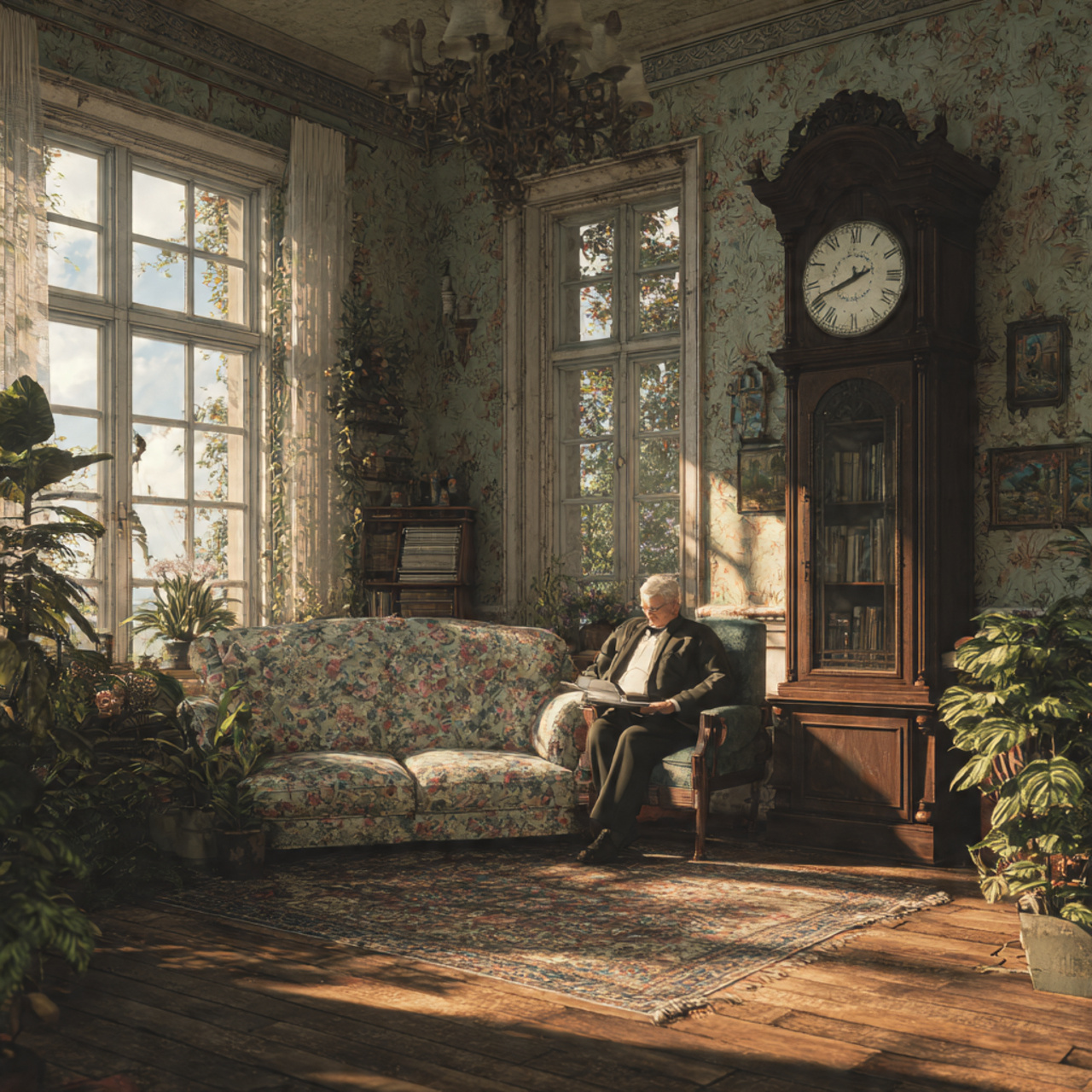 a cozy cottagecore living room featuring a