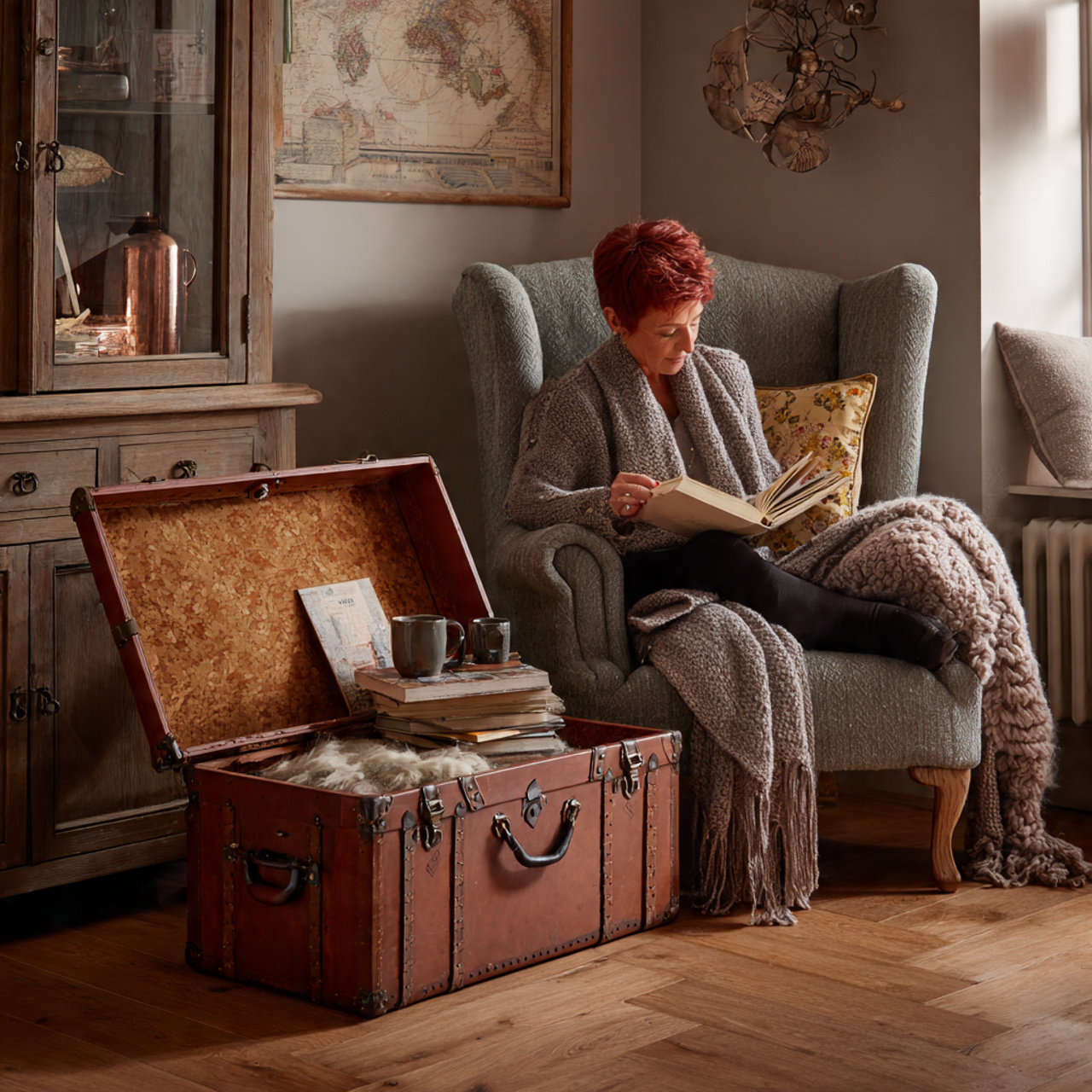 25 Cozy Nook Inspiration Ideas to Create Warm, Inviting Retreats at Home 19 a cozy nook featuring a vintage trunk