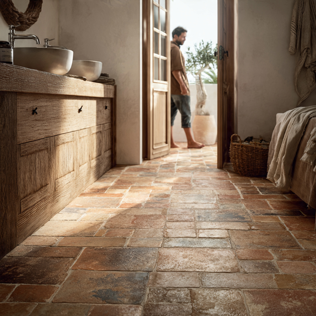 25 Bathroom Flooring Ideas for Stylish, Luxurious & Modern Homes 22 a cozy rustic bathroom flooring ideas image