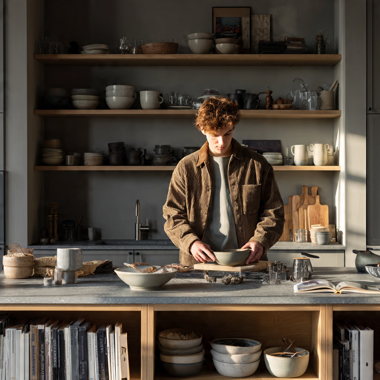 a cozy yet modern kitchen scene presenting