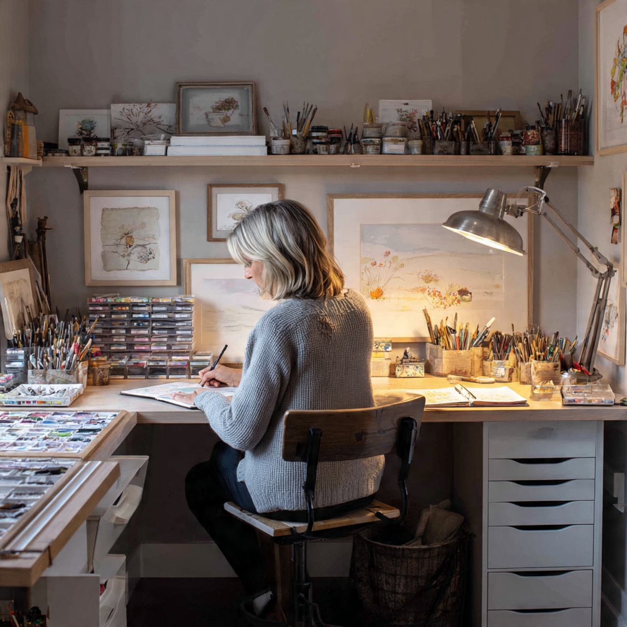 25 Cozy Nook Inspiration Ideas to Create Warm, Inviting Retreats at Home 15 a crafting nook with an organized desk