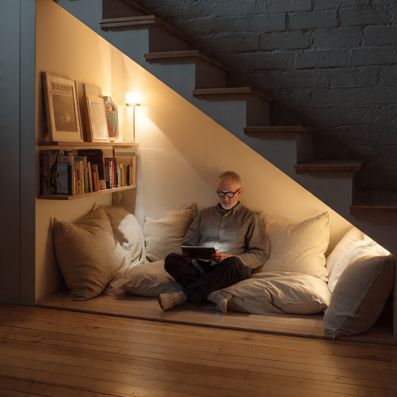 25 Cozy Nook Inspiration Ideas to Create Warm, Inviting Retreats at Home 2 a hidden under stairs cozy nook with large