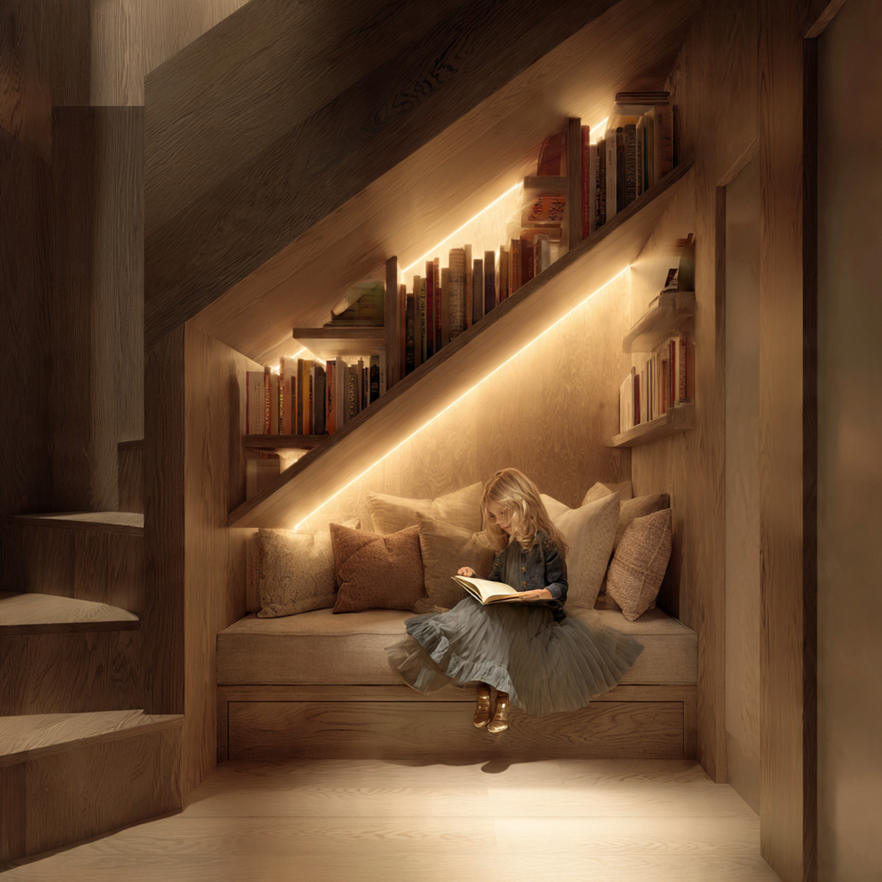 25 Inspiring Reading Room Ideas to Transform Your Space 12 a hidden under the stairs reading nook with custom built