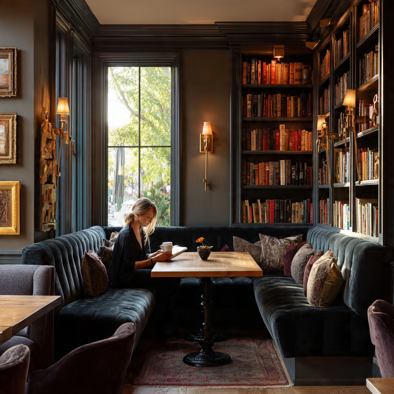 25 Breakfast Nook Ideas: Cozy, Stylish & Functional Spaces for Every Home 7 a library style breakfast nook with high backed booth