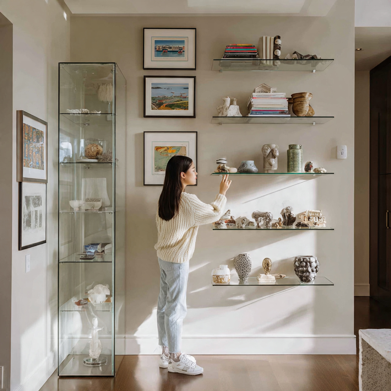 25 Room Decor Ideas for a Stylish, Cozy & Modern Home 20 a living room with floating shelves and