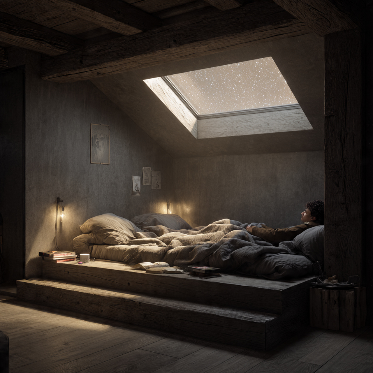 25 Cozy Nook Inspiration Ideas to Create Warm, Inviting Retreats at Home 21 a low wooden platform under a skylight