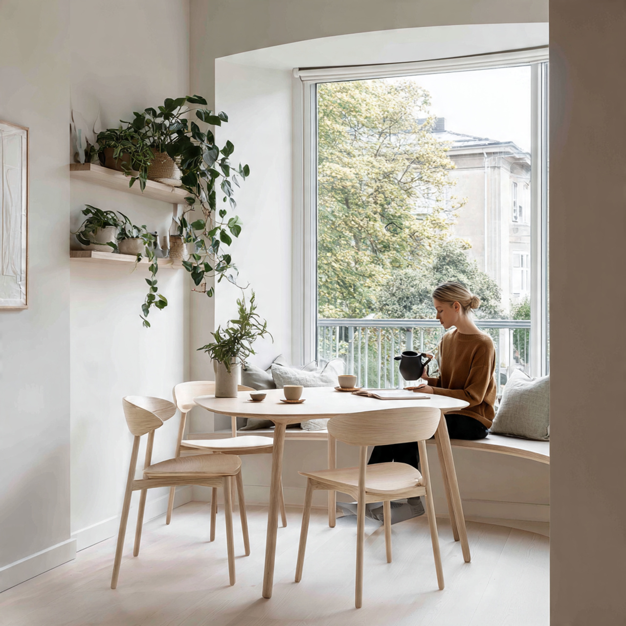 25 Breakfast Nook Ideas: Cozy, Stylish & Functional Spaces for Every Home 13 a minimalist scandinavian breakfast nook with light