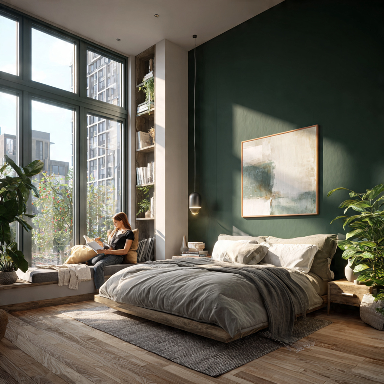 25 Best Dark Green Bedroom Ideas for a Luxe & Relaxing Space 1 a modern bedroom featuring a single dark