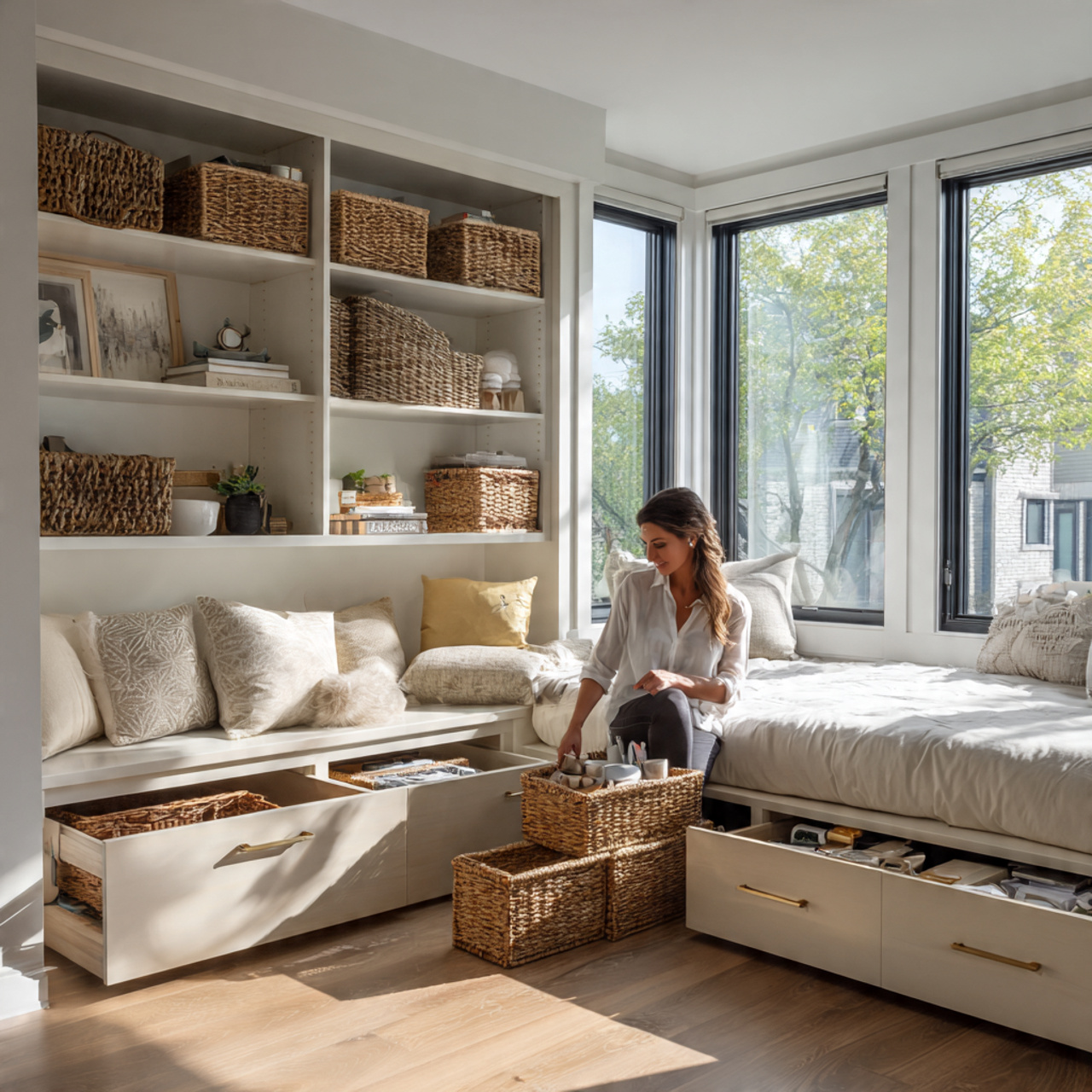 25 Room Decor Ideas for a Stylish, Cozy & Modern Home 14 a modern bedroom with clever hidden storage