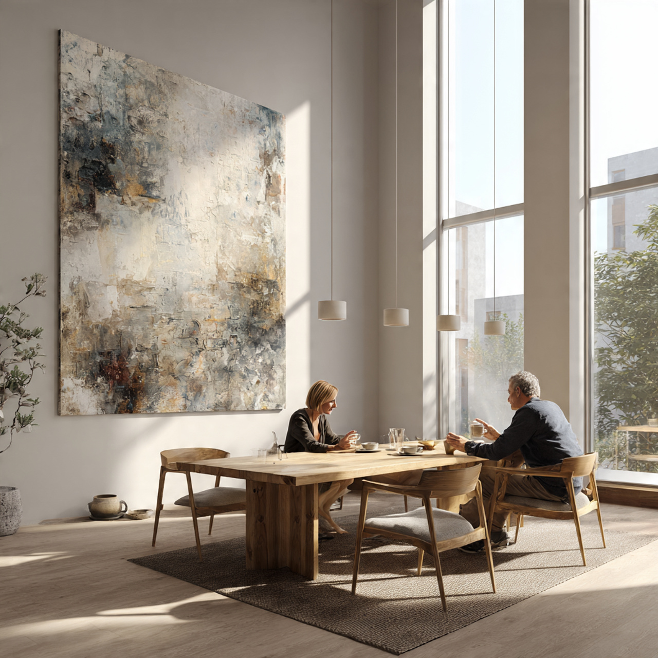 25 Creative Dining Room Wall Decor Ideas to Elevate Your Home 1 a modern dining room featuring a large