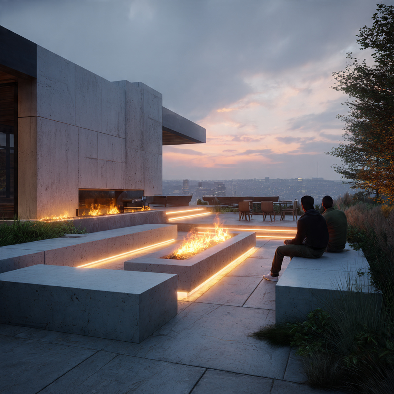 25 Outdoor Ideas Ideas That Instantly Transform Your Backyard 5 a modern fire pit area with concrete