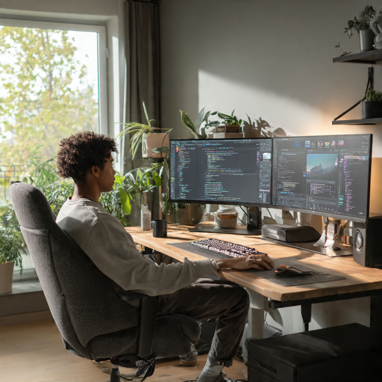 25 Home Office Ideas to Boost Productivity & Style Today 6 a modern home office with a dual monitor