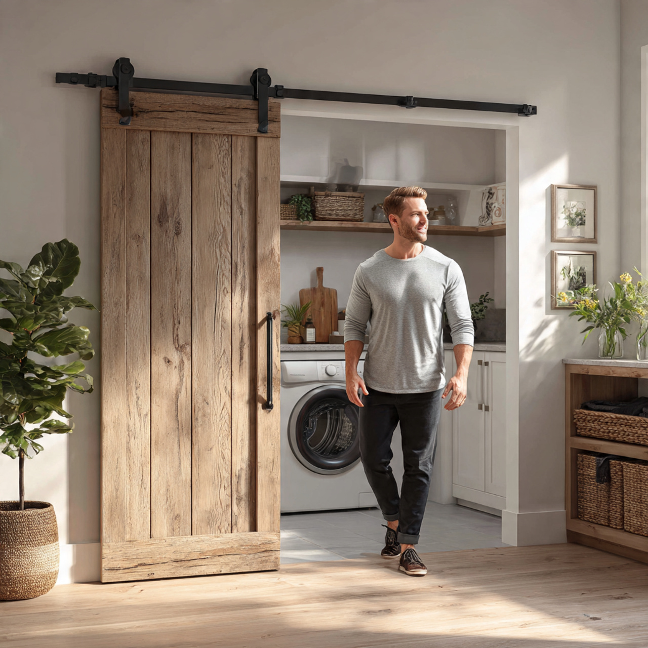 25 Best Laundry Room Ideas for a Stylish Upgrade 17 a modern laundry room revealed behind a