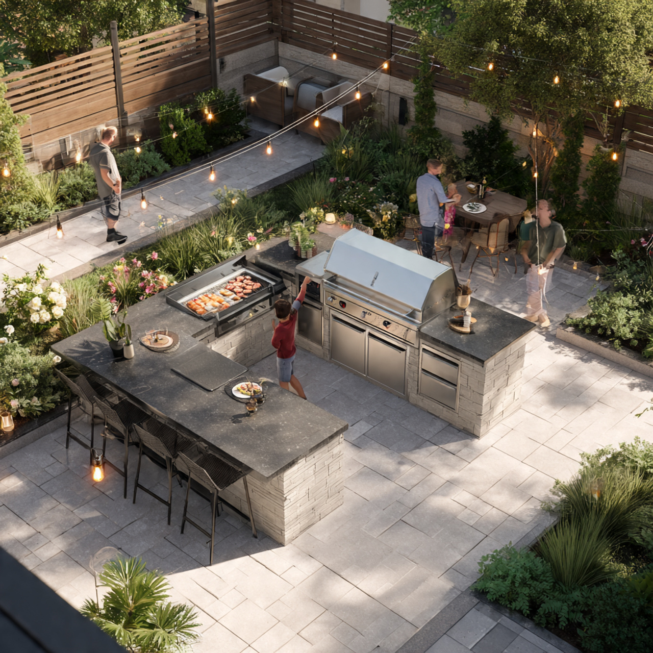 25 Backyard Ideas That Boost Value, Style & Everyday Enjoyment 2 a modern outdoor kitchen in a spacious
