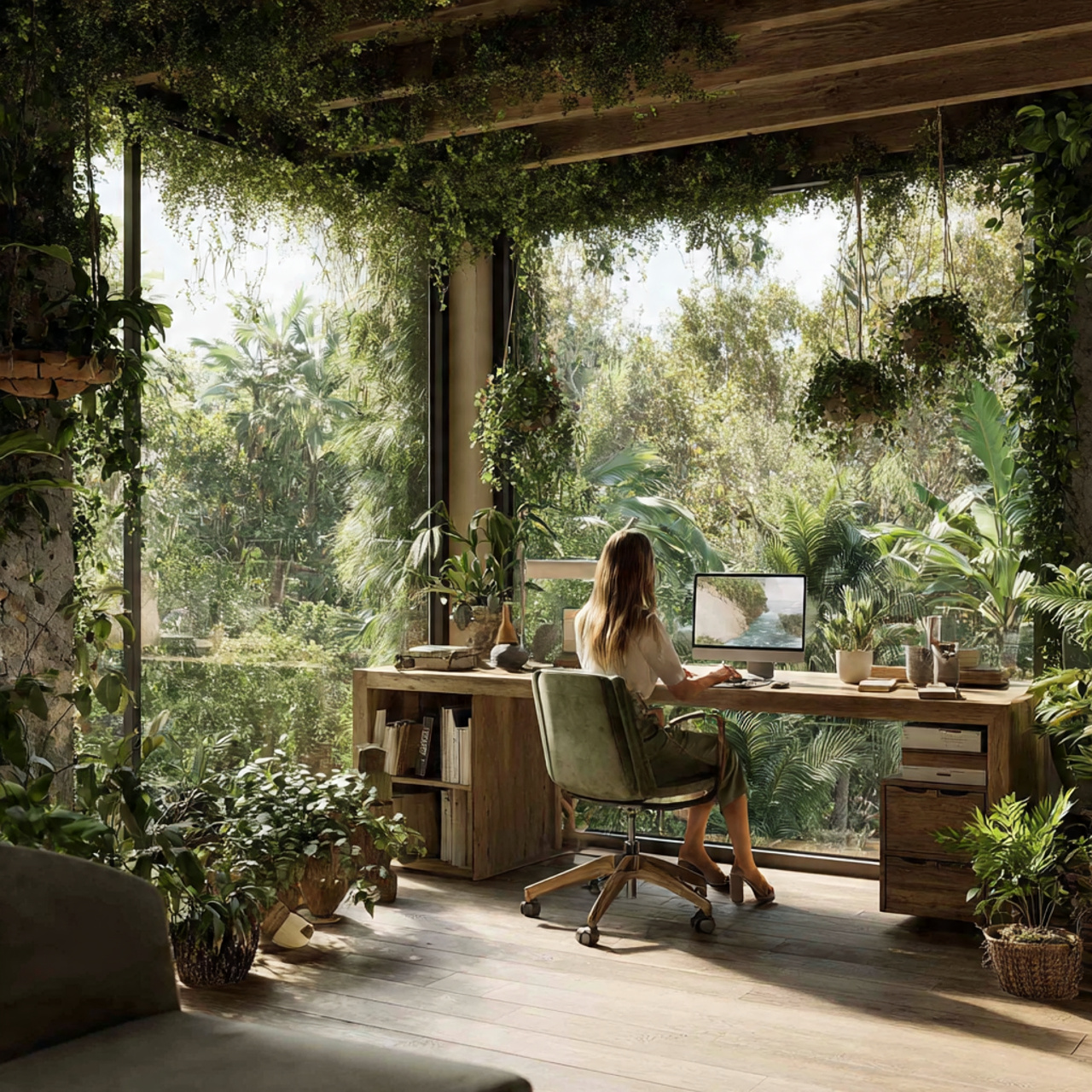 25 Home Office Inspiration Ideas for a Stylish, Productive Workspace 3 a nature inspired home office inspiration workspace filled