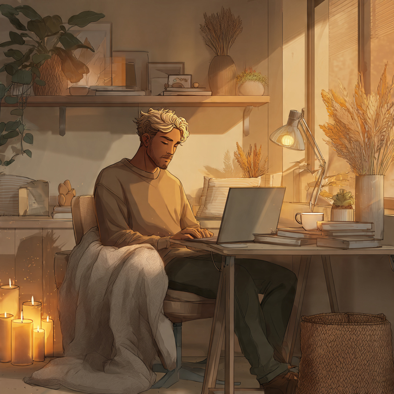 25 Cozy Home Office Ideas for a Warm, Inspiring Workspace 9 a peaceful office scene highlighting cozy home