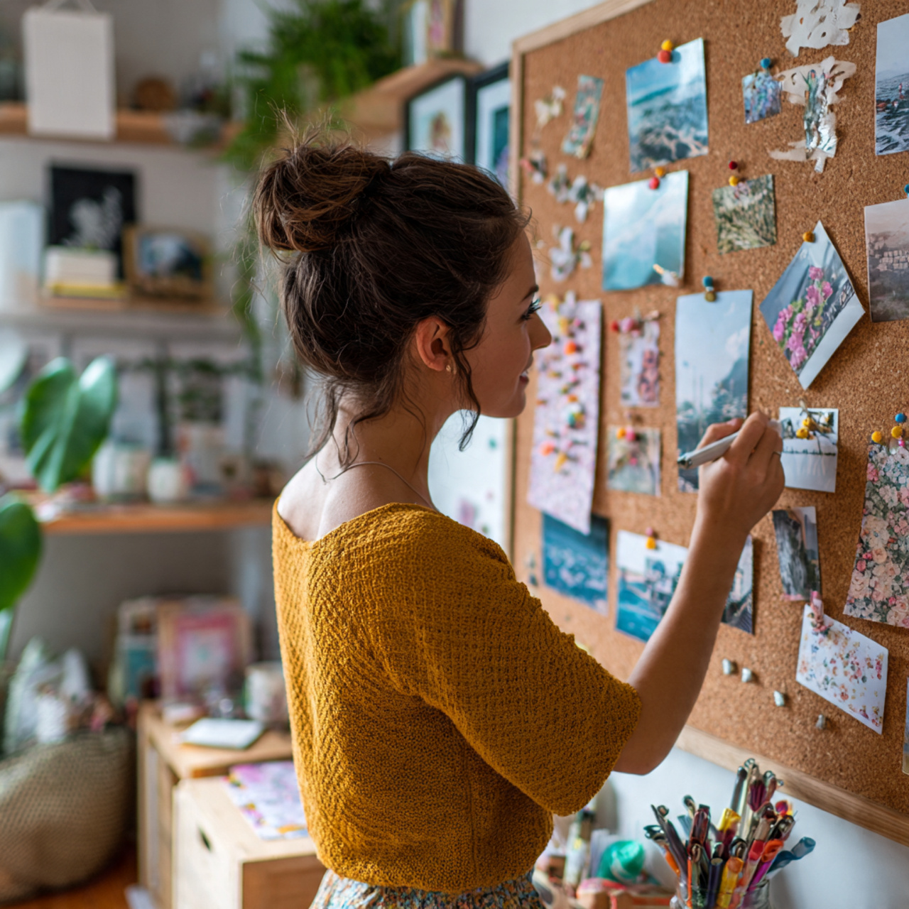 25 DIY and Craft Ideas That Inspire Creativity & Transform Your Home 20 a person decorating a cork board with