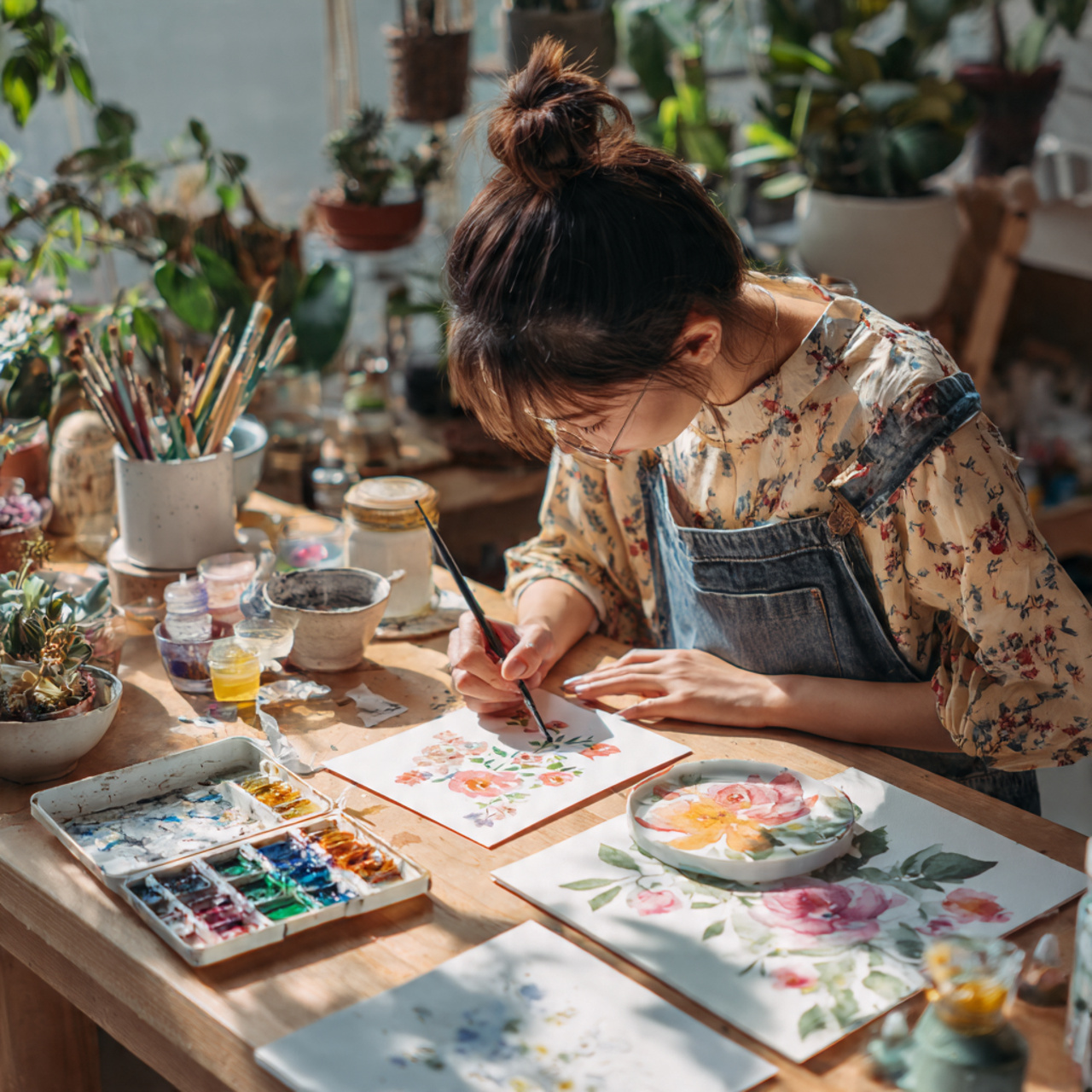 25 DIY and Craft Ideas That Inspire Creativity & Transform Your Home 9 a person painting soft watercolor florals on