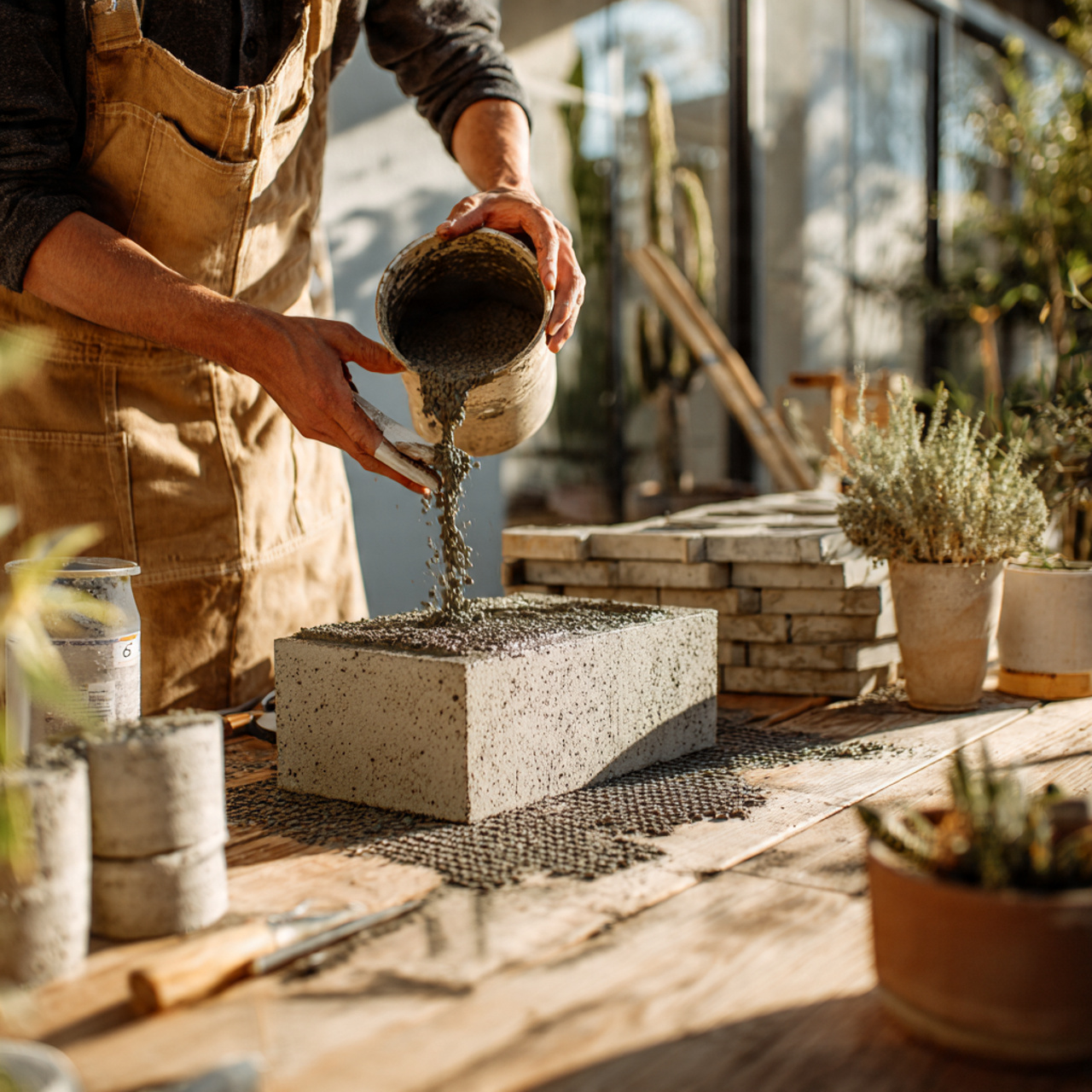 25 DIY and Craft Ideas That Inspire Creativity & Transform Your Home 18 a person pouring quick setting concrete into a