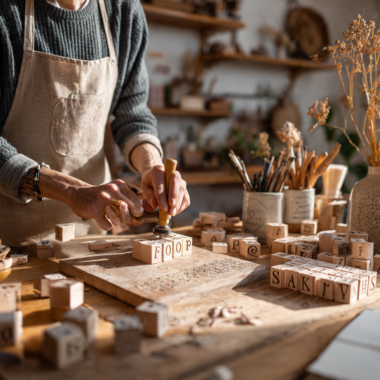 25 DIY and Craft Ideas That Inspire Creativity & Transform Your Home 25 a person stamping a small leather keychain