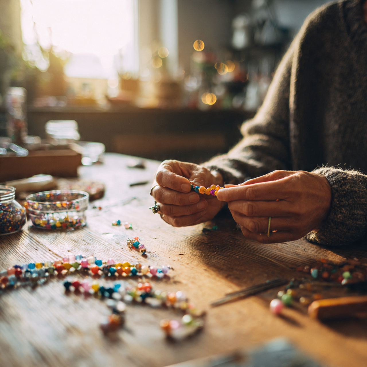 25 DIY and Craft Ideas That Inspire Creativity & Transform Your Home 15 a person threading colorful beads onto a