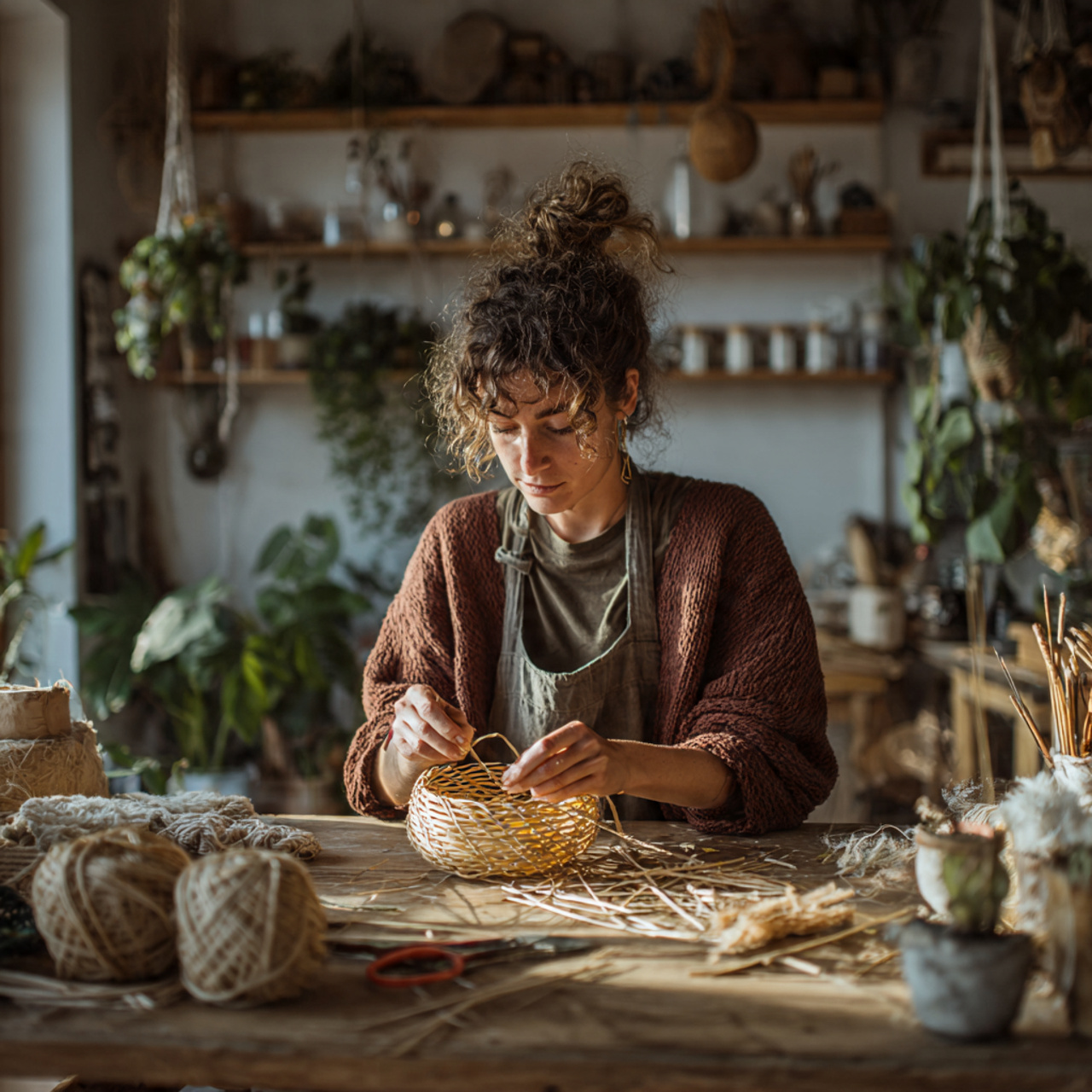 25 DIY and Craft Ideas That Inspire Creativity & Transform Your Home 16 a person weaving a small basket from