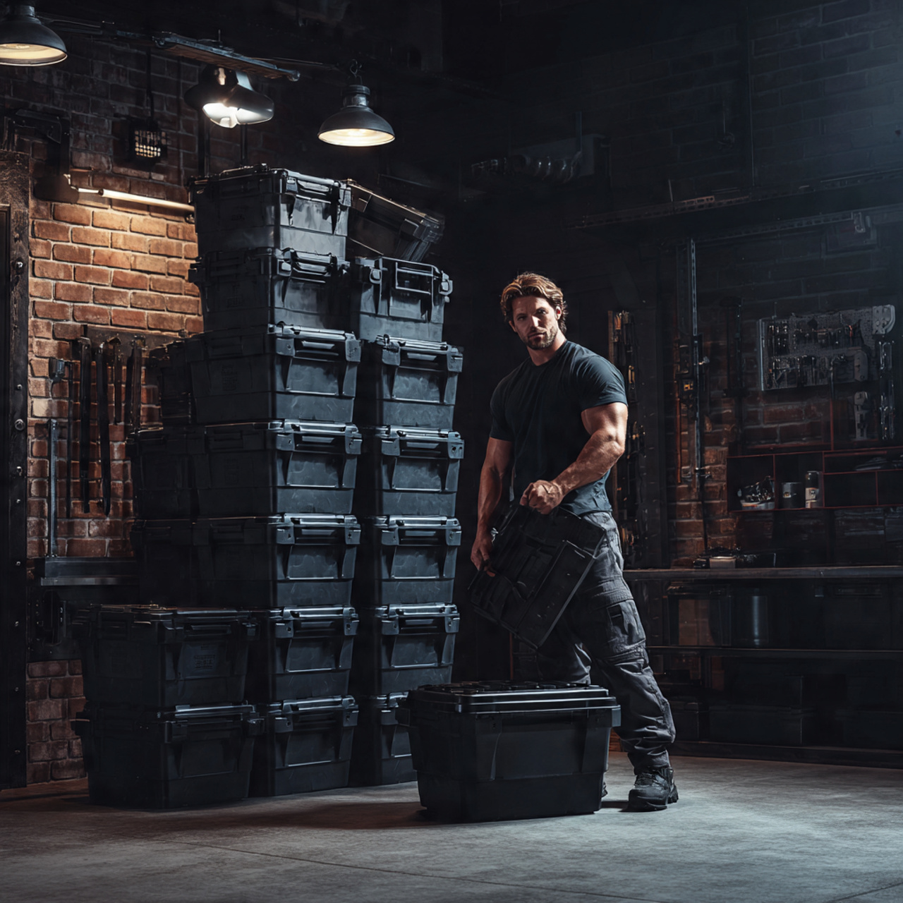 a photorealistic garage interior highlighting garage storage 1