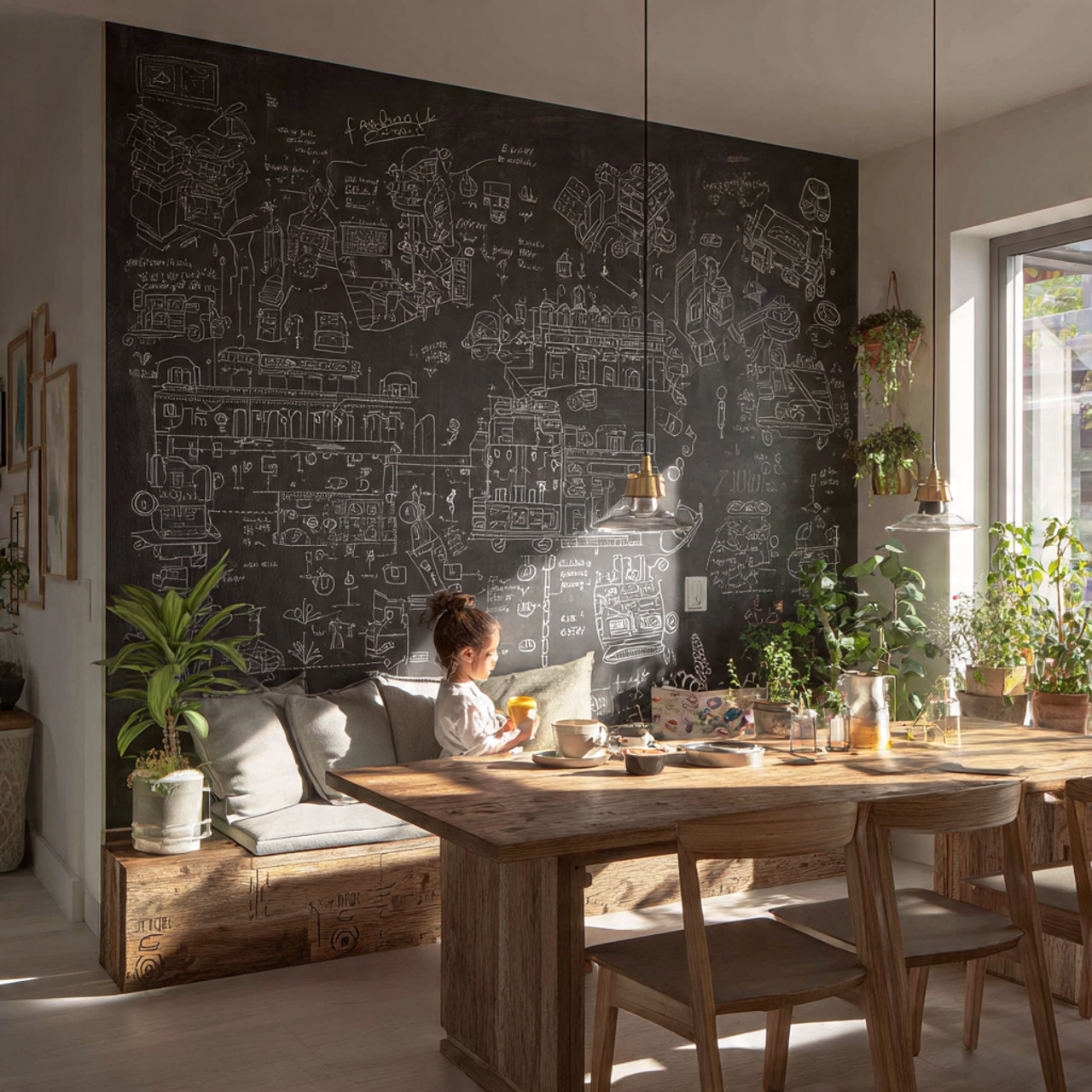 25 Breakfast Nook Ideas: Cozy, Stylish & Functional Spaces for Every Home 24 a playful breakfast nook with a chalkboard