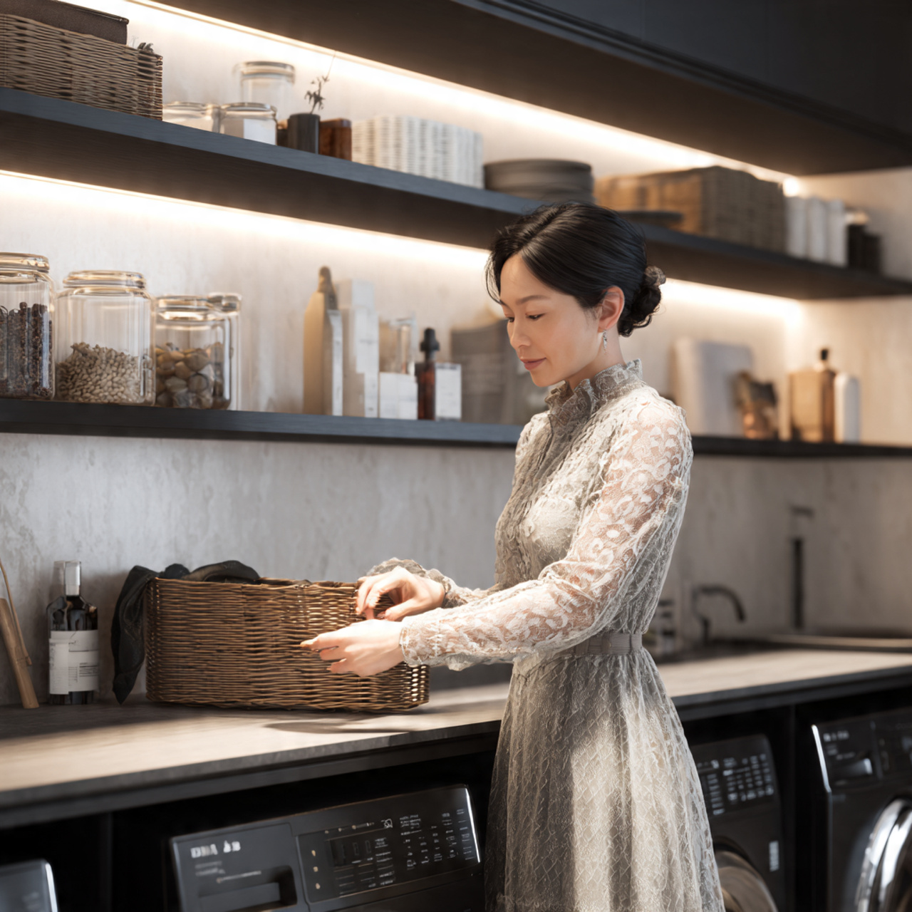 25 Utility Room Ideas & Organization Hacks for Smart Homes 20 a realistic east asian woman in her