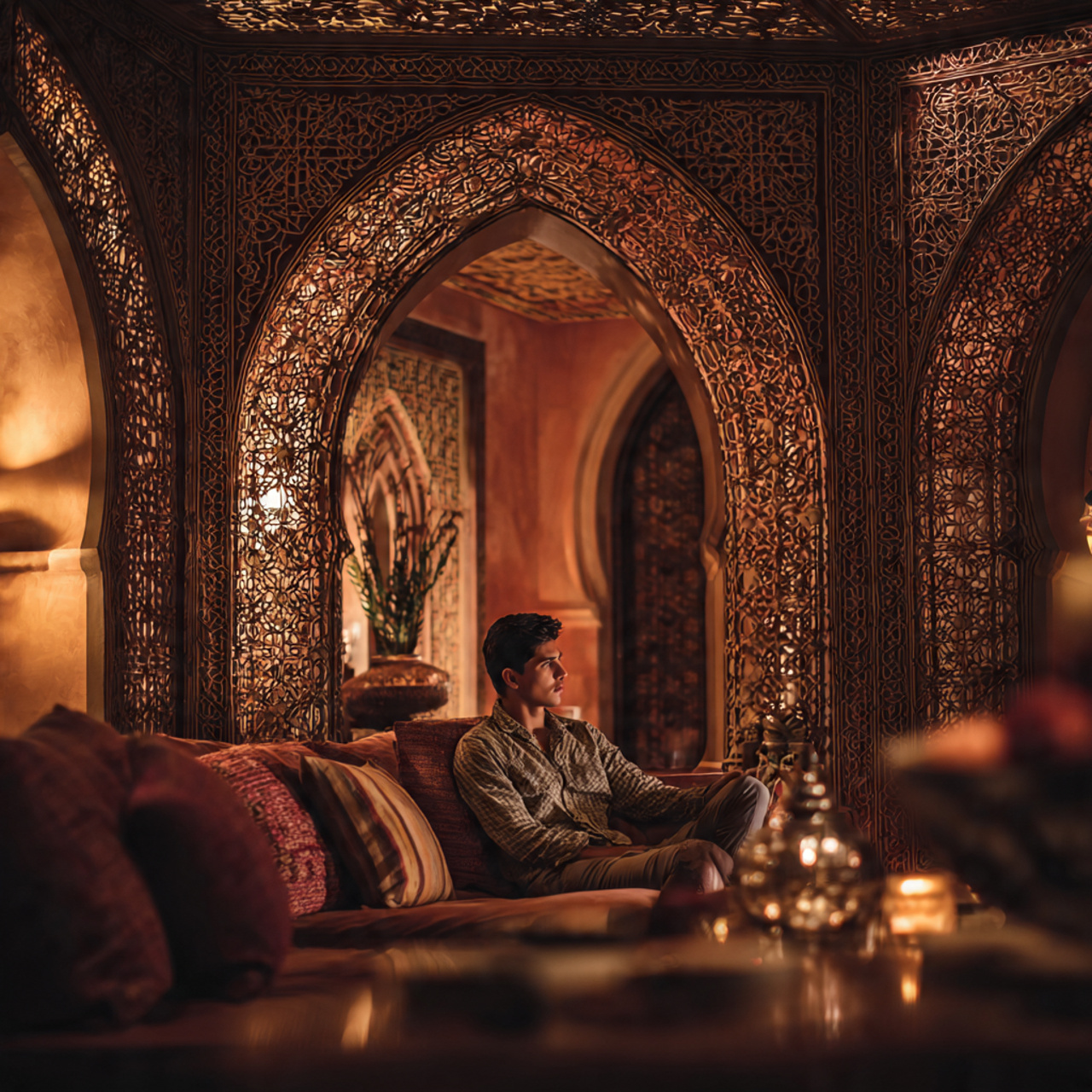 a richly styled living room featuring fall