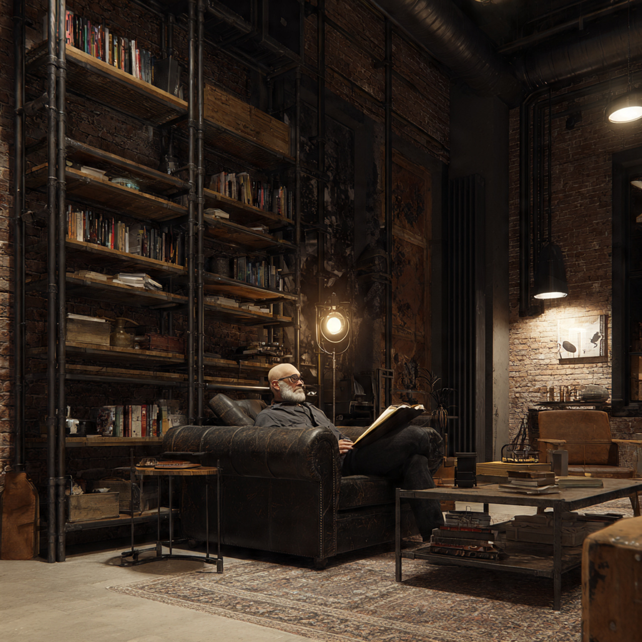 25 Inspiring Reading Room Ideas to Transform Your Space 11 a rugged industrial reading room with black