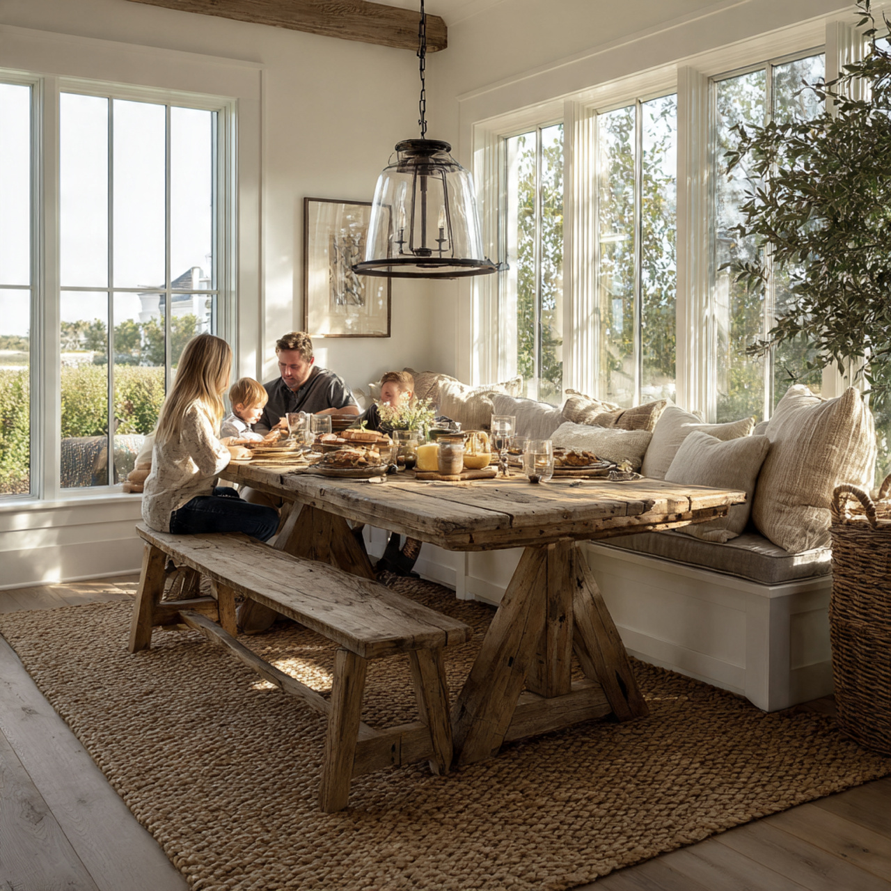 25 Breakfast Nook Ideas: Cozy, Stylish & Functional Spaces for Every Home 6 a rustic farmhouse breakfast nook with a