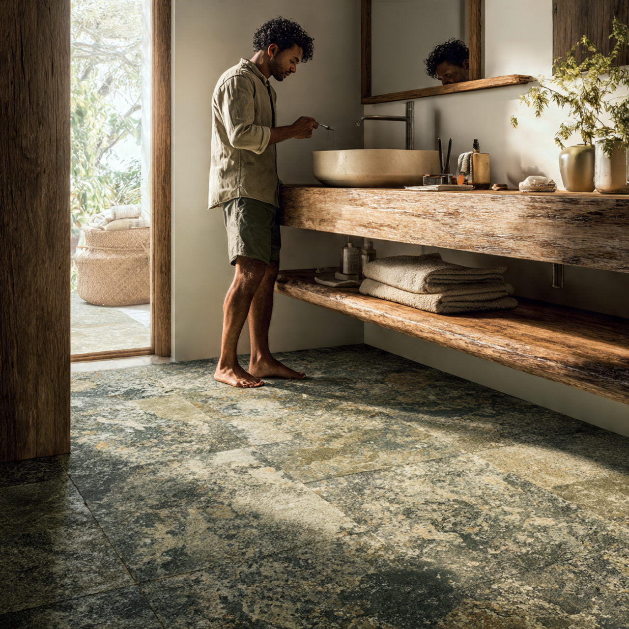 25 Green Bathroom Ideas: Elegant, Modern & Nature-Inspired Designs 22 a rustic modern bathroom with green bathroom