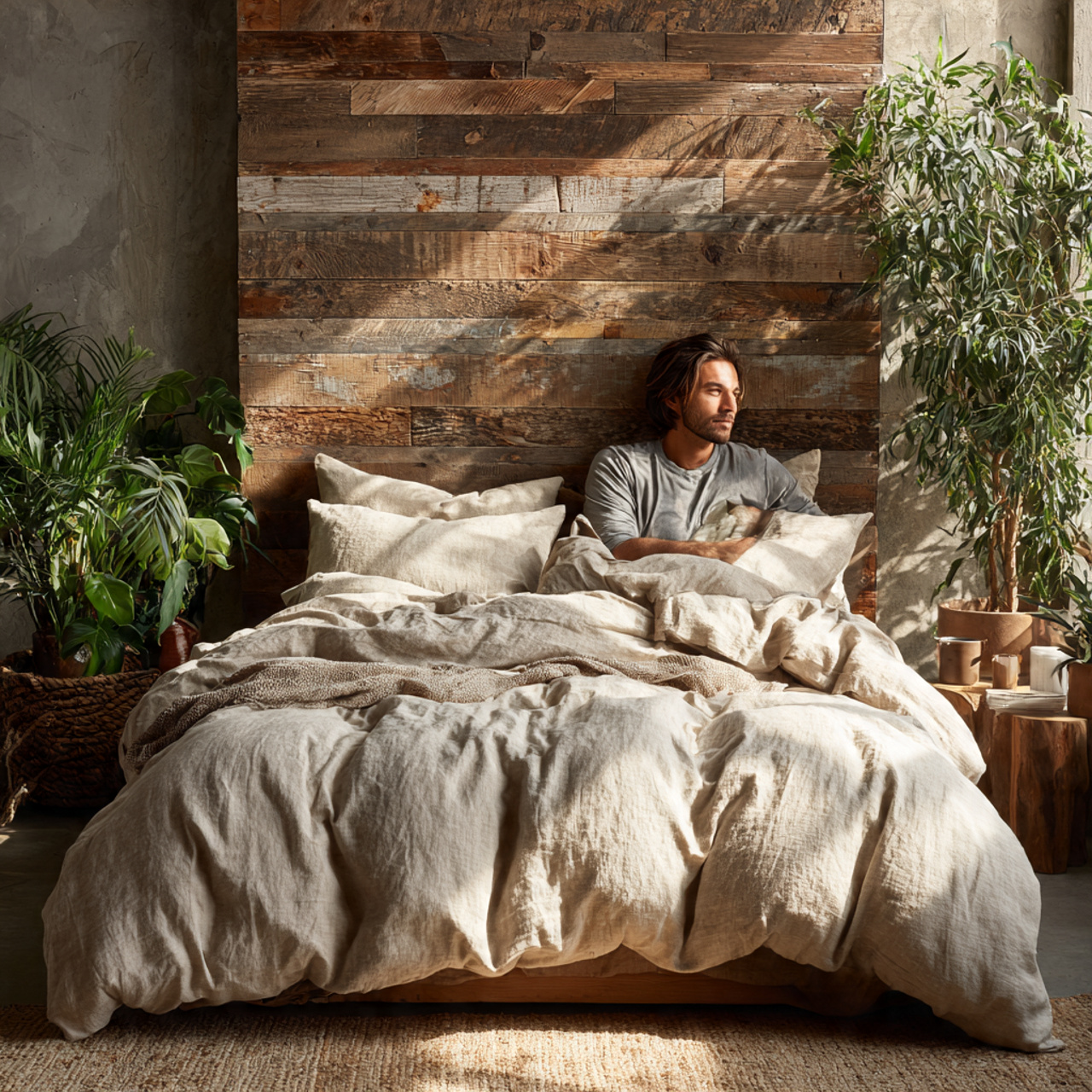 25 Bedroom Wall Ideas for a Stylish, Cozy & Luxurious Home Retreat 2 a rustic modern bedroom with reclaimed wood accent