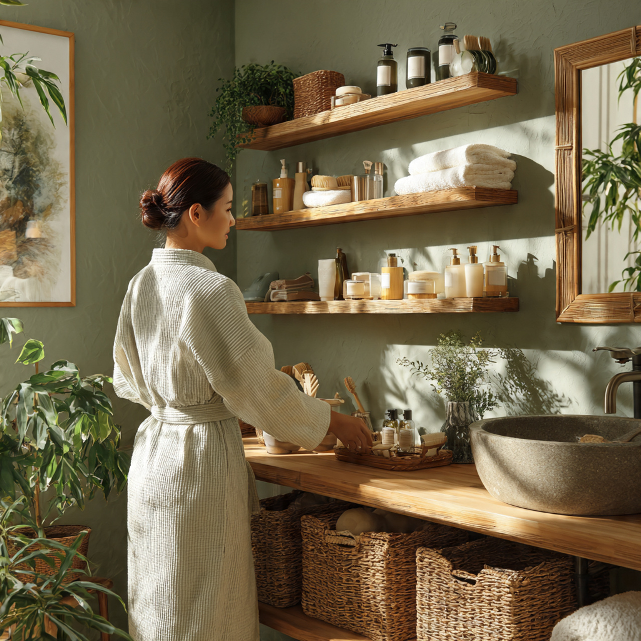 25 Green Bathroom Ideas: Elegant, Modern & Nature-Inspired Designs 15 a serene bathroom combining sage green walls