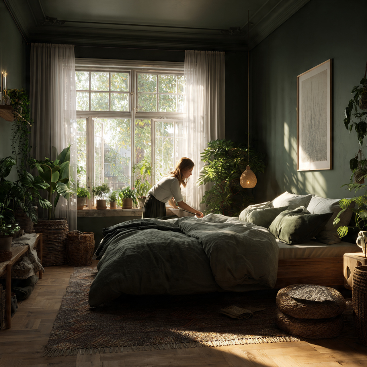 25 Best Dark Green Bedroom Ideas for a Luxe & Relaxing Space 6 a serene bedroom featuring a blend of