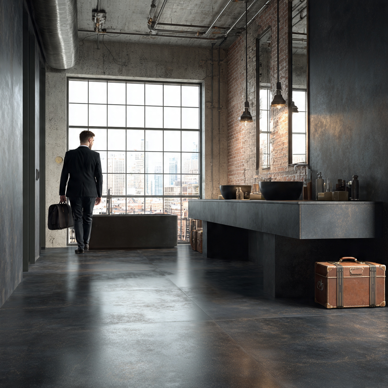 25 Bathroom Flooring Ideas for Stylish, Luxurious & Modern Homes 24 a sleek industrial bathroom flooring ideas interior