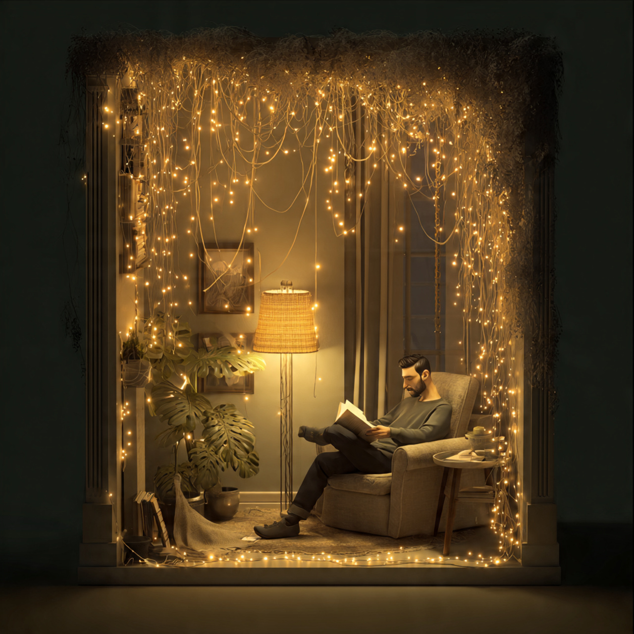 25 Cozy Nook Inspiration Ideas to Create Warm, Inviting Retreats at Home 17 a small nook with warm toned led string