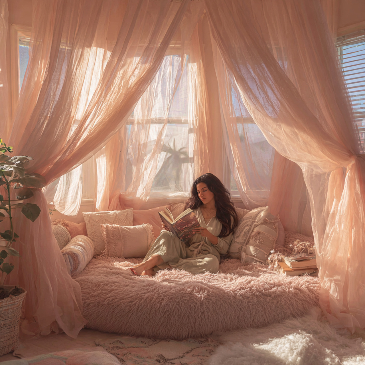 25 Cozy Nook Inspiration Ideas to Create Warm, Inviting Retreats at Home 13 a small reading nook with a canopy