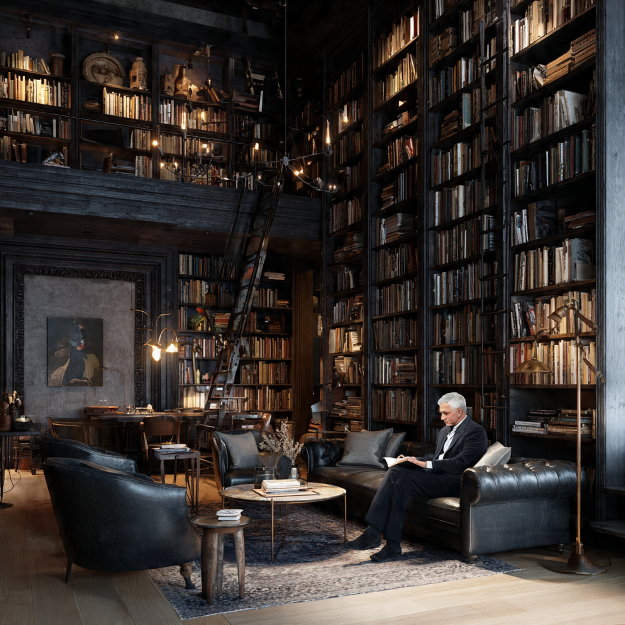 25 Stunning House Ideas to Elevate Your Home Design 24 a sophisticated home library with floor to ceiling bookshelves 1