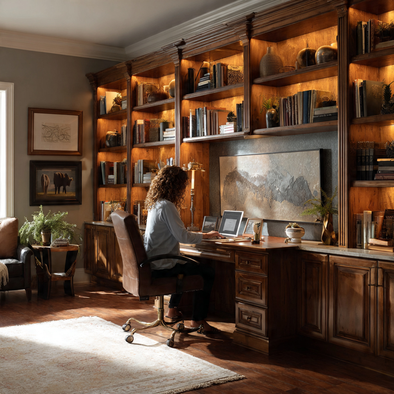 25 Home Office Ideas to Boost Productivity & Style Today 13 a spacious home office with custom built in 1