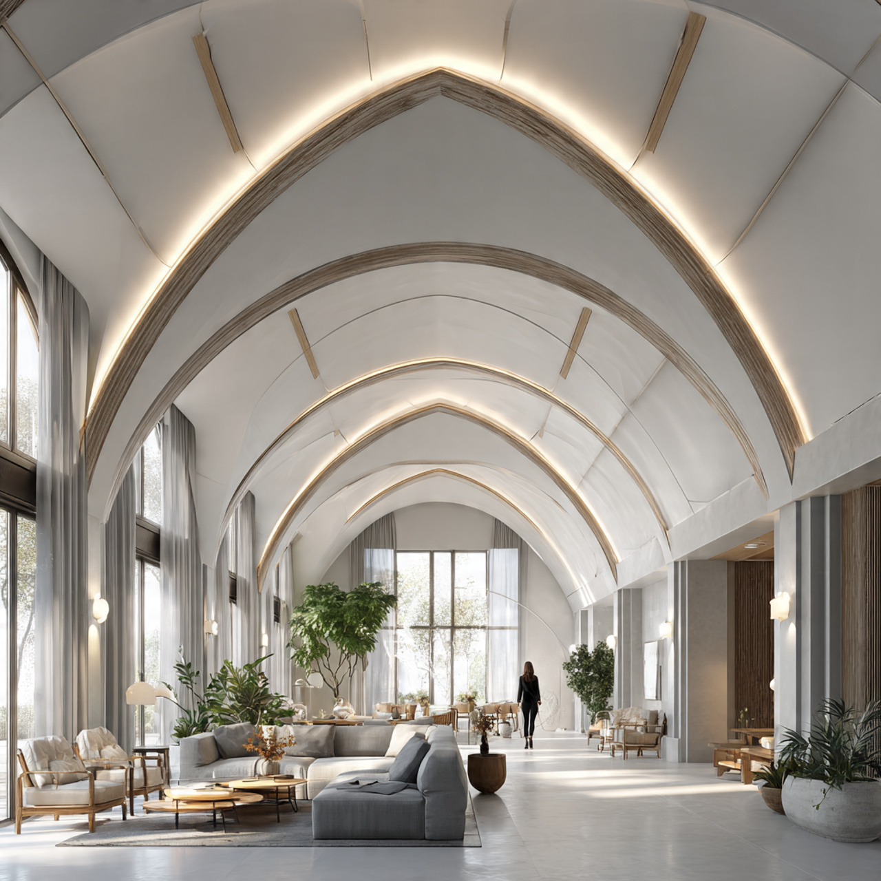 a spacious living hall displaying fall ceiling