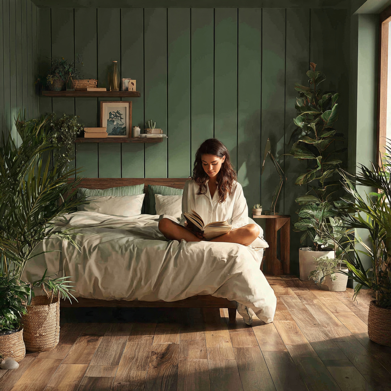 25 Best Dark Green Bedroom Ideas for a Luxe & Relaxing Space 3 a stylish bedroom with forest green shiplap