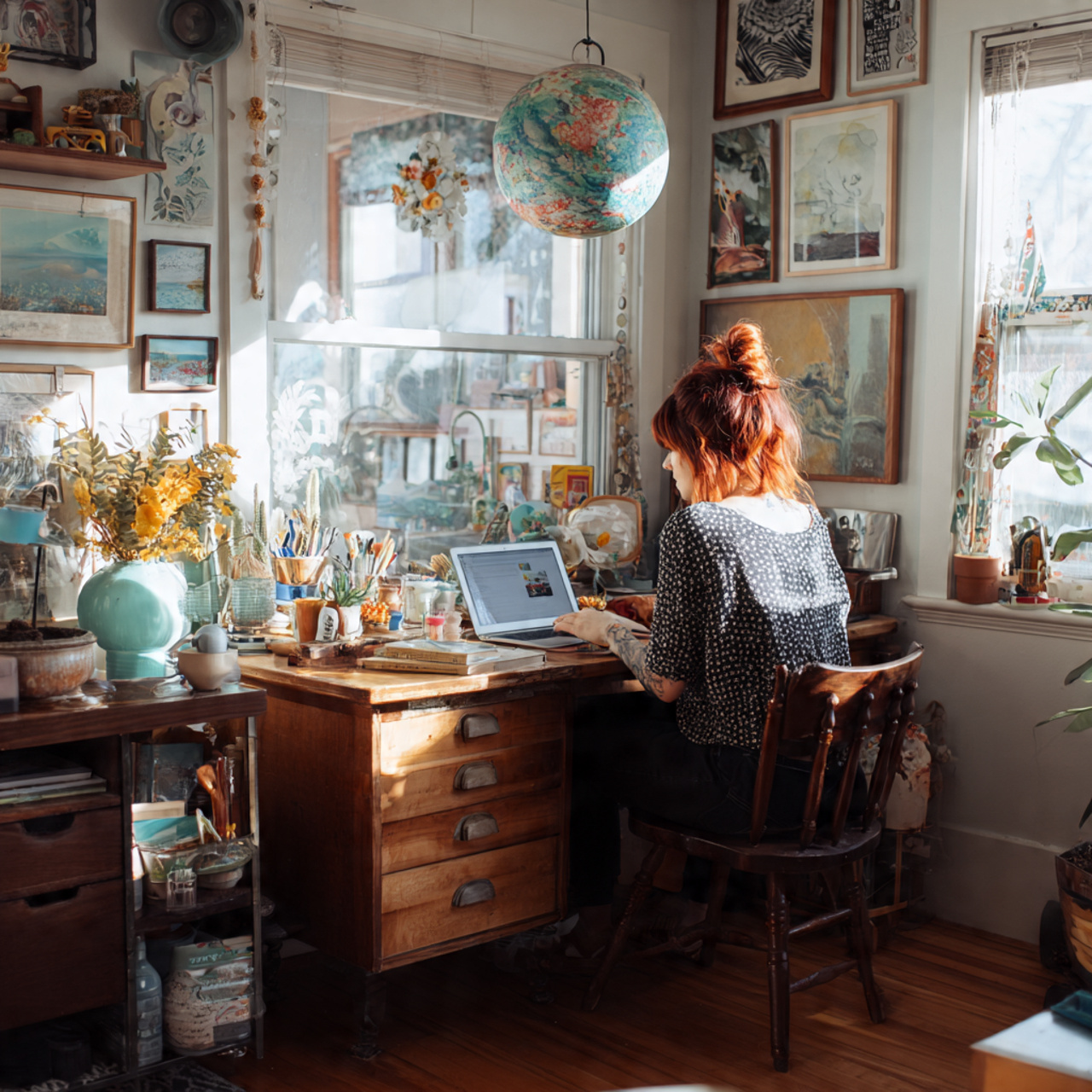 25 Home Office Ideas to Boost Productivity & Style Today 23 a stylish home office using thrifted and 1