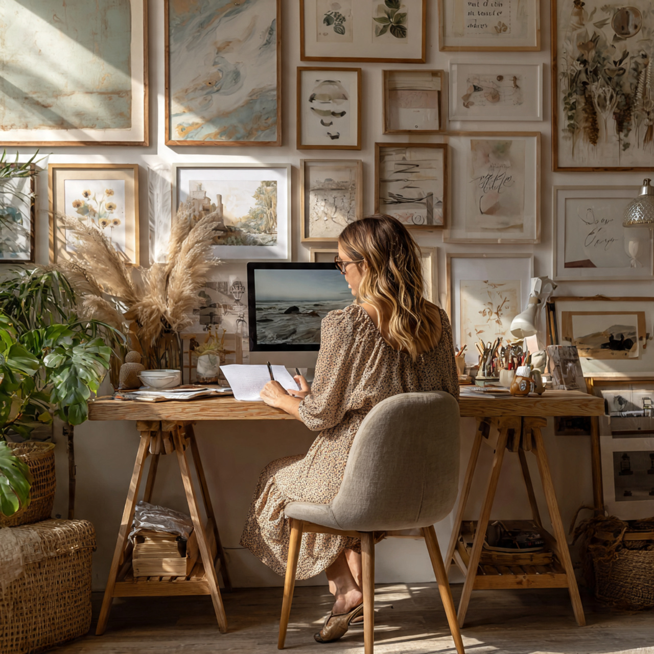 25 Cozy Home Office Ideas for a Warm, Inspiring Workspace 16 a stylish workspace featuring cozy home office