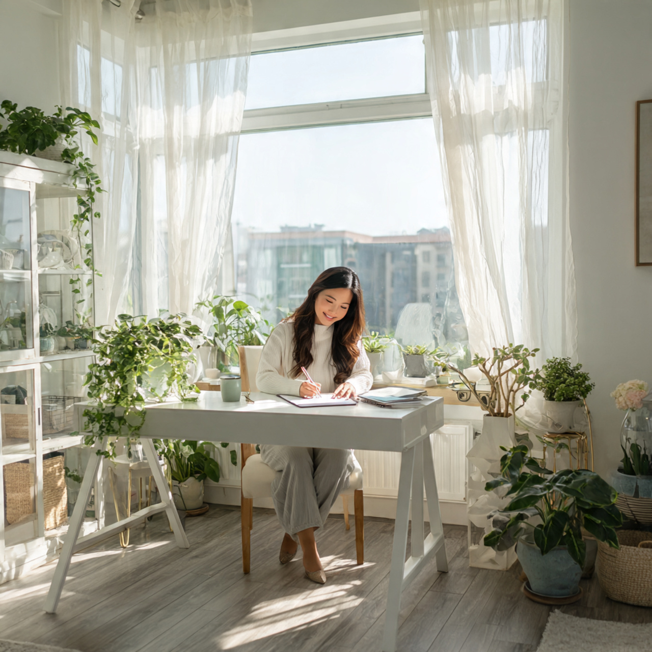 25 Home Office Ideas to Boost Productivity & Style Today 4 a sunlit home office with a white