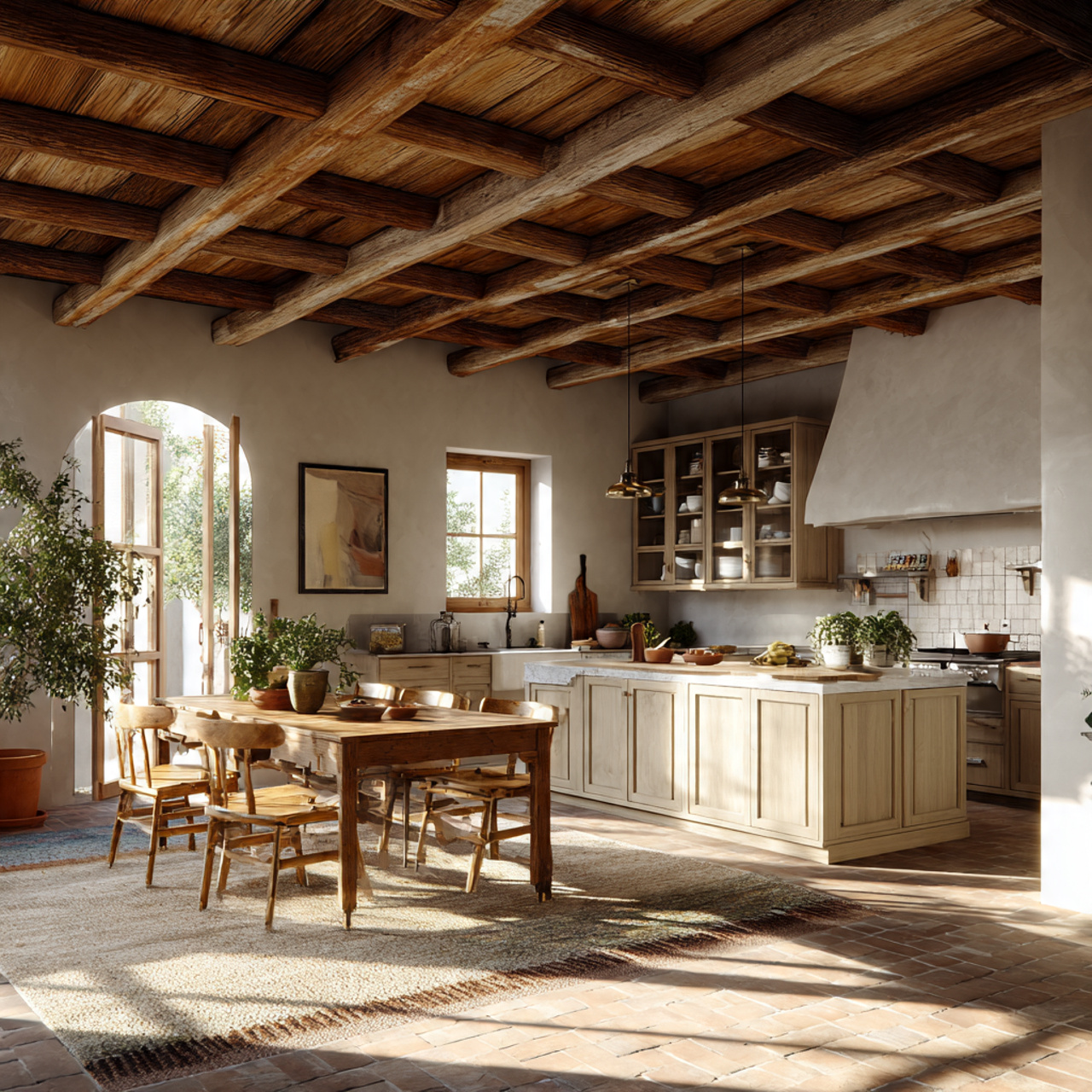 a sunlit kitchen with fall ceiling designs