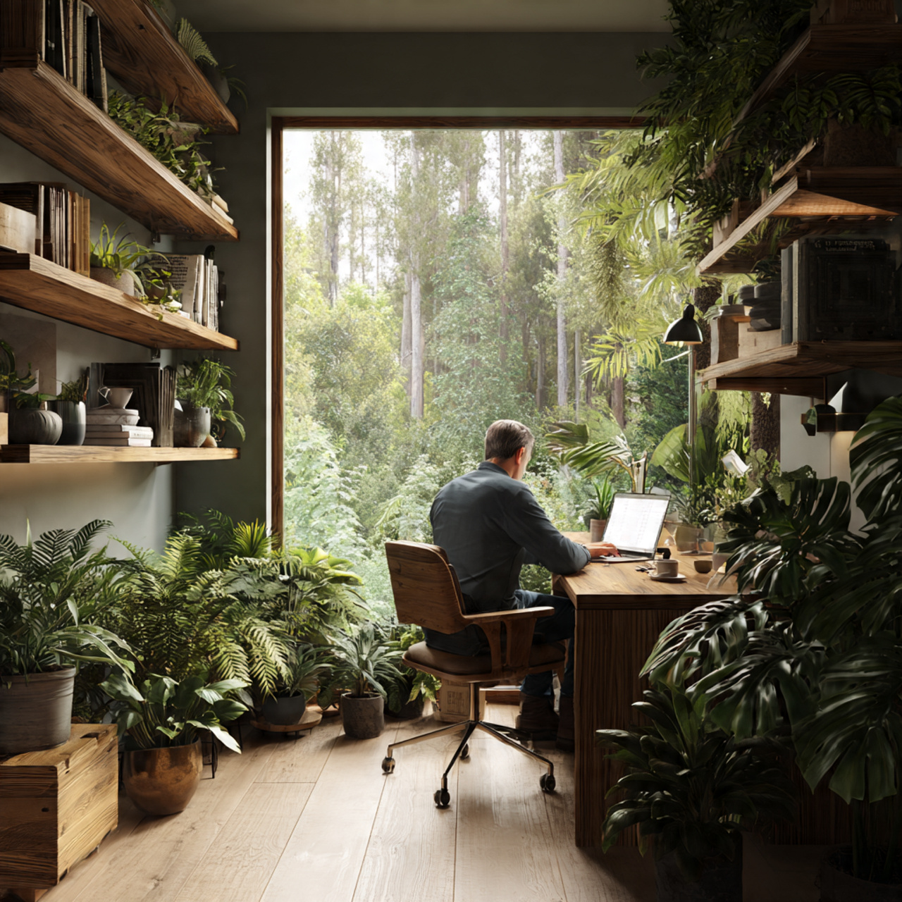 25 Home Office Ideas to Boost Productivity & Style Today 3 a tranquil home office desk surrounded by