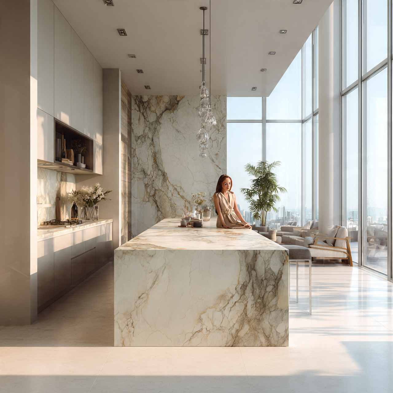 a ultra realistic modern kitchen interior showcasing kitchen